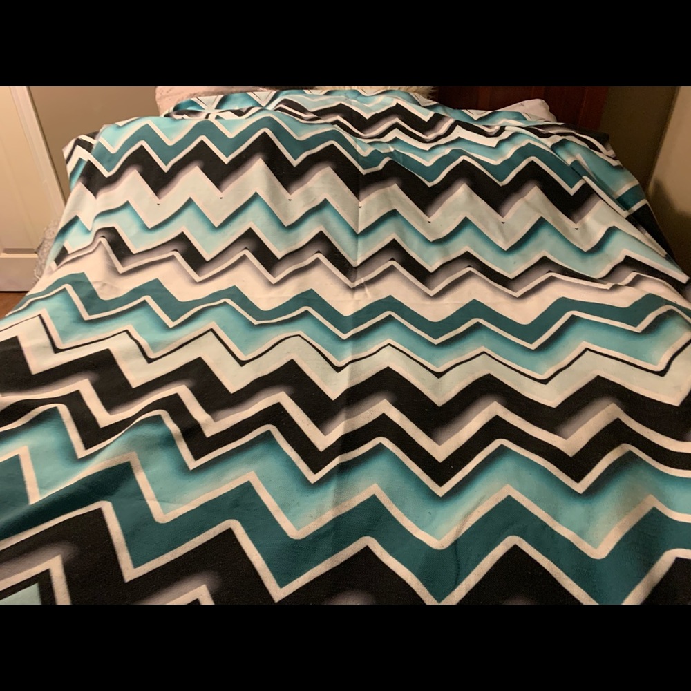 Boutique teal blk chevron linen duvet cover 2shams